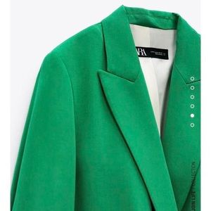 ZARA Green oversized, cuffed blazer NWOT